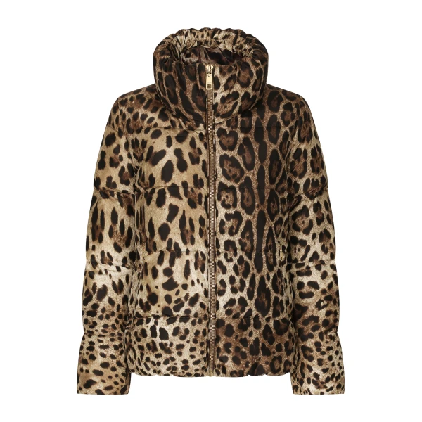 Padded leopard-print nylon jacket