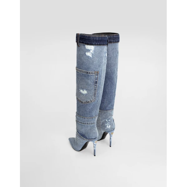 Blue Dolce & Gabbana Patchwork denim boots, view 3 | Boots