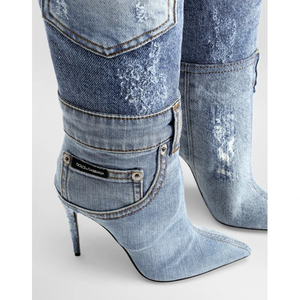 Blue Dolce & Gabbana Patchwork denim boots, view 4 | Boots