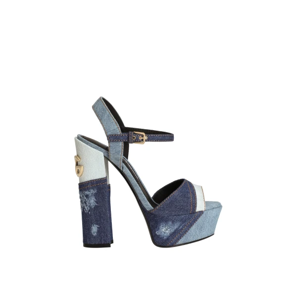 Blue Dolce & Gabbana Patchwork denim platform sandals | Sandals