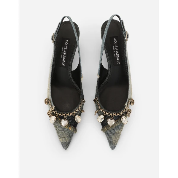 Blue Dolce & Gabbana Patchwork denim slingbacks, view 4 | Heels