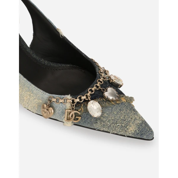 Blue Dolce & Gabbana Patchwork denim slingbacks, view 5 | Heels