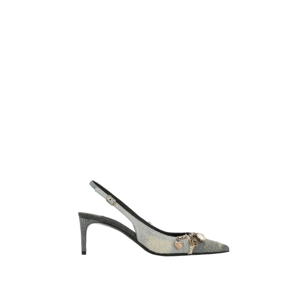 Blue Dolce & Gabbana Patchwork denim slingbacks | Heels