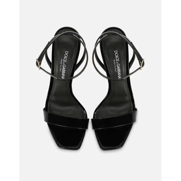 Black Dolce & Gabbana Patent leather sandals with 3.5 heel, view 4 | Sandals