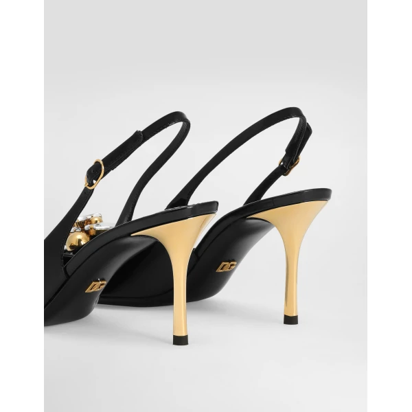Multicolour Dolce & Gabbana Patent leather slingback with embellishment, view 4 | Heels