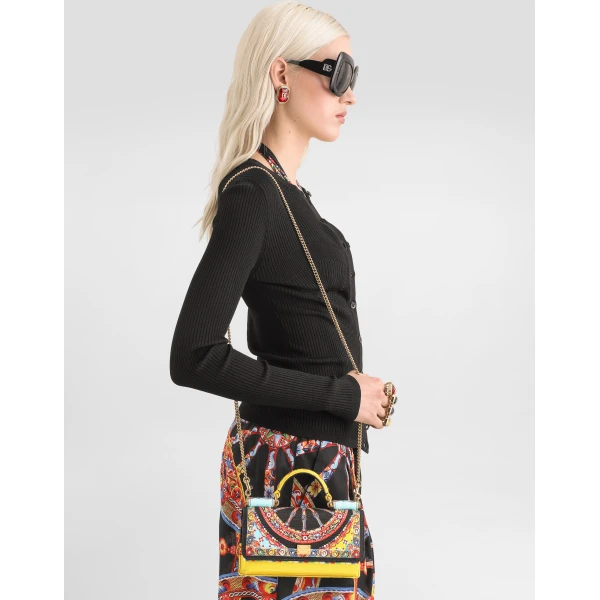 Multicolour Dolce & Gabbana Phone bag in carretto-print canvas, view 3 | Mini Bags