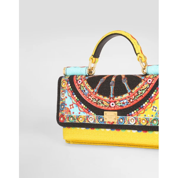 Multicolour Dolce & Gabbana Phone bag in carretto-print canvas, view 6 | Mini Bags