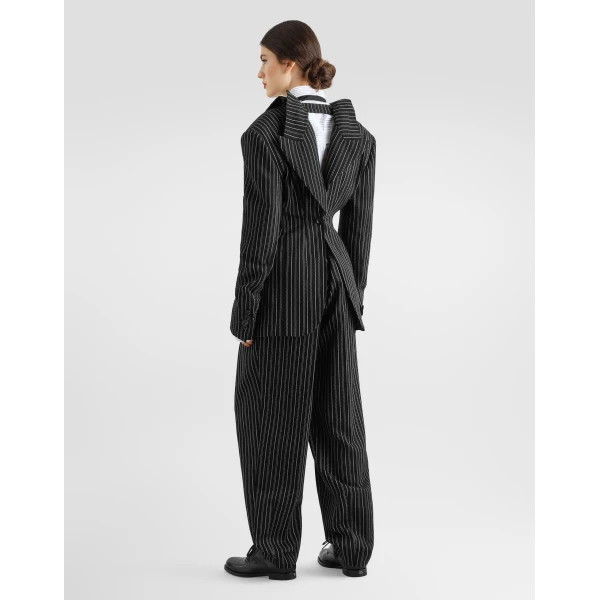 Multicolour Dolce & Gabbana Pinstripe virgin wool trousers, view 3 | Pants