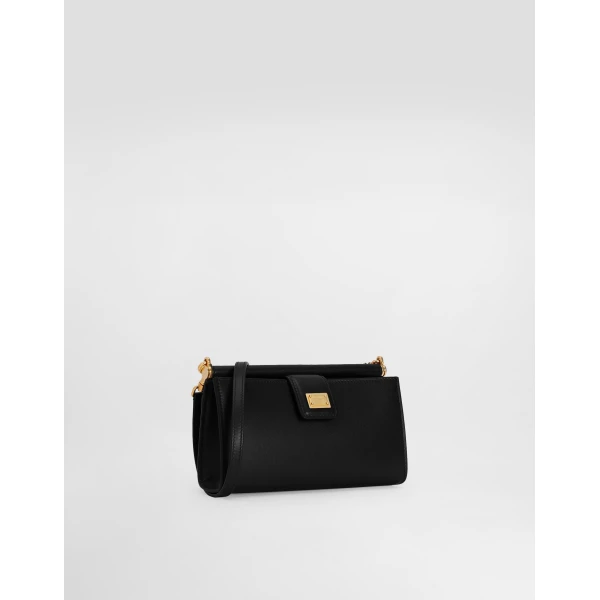 Black Dolce & Gabbana Plongé calfskin phone bag, view 2 | Mini Bags