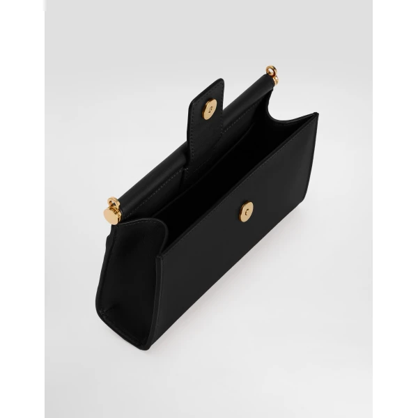 Black Dolce & Gabbana Plongé calfskin phone bag, view 4 | Mini Bags