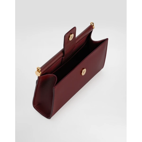 Bordeaux Dolce & Gabbana Plongé calfskin phone bag, view 4 | Mini Bags