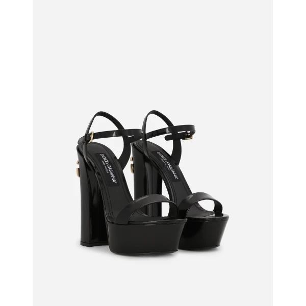 Black Dolce & Gabbana Polished calfskin platform sandals, view 4 | Sandals
