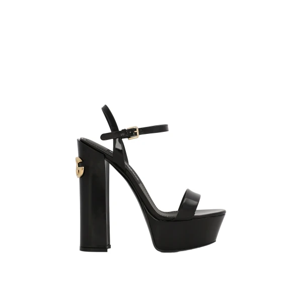 Black Dolce & Gabbana Polished calfskin platform sandals | Sandals