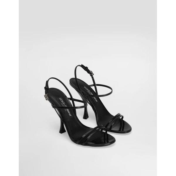 Black Dolce & Gabbana Polished calfskin sandals, view 2 | Sandals