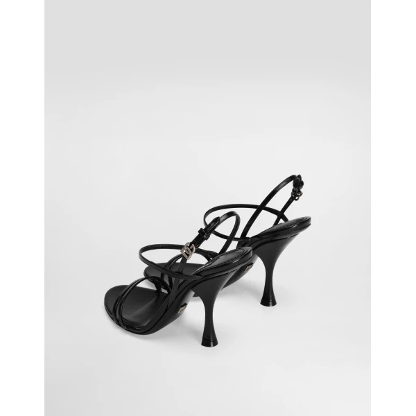 Black Dolce & Gabbana Polished calfskin sandals, view 3 | Sandals