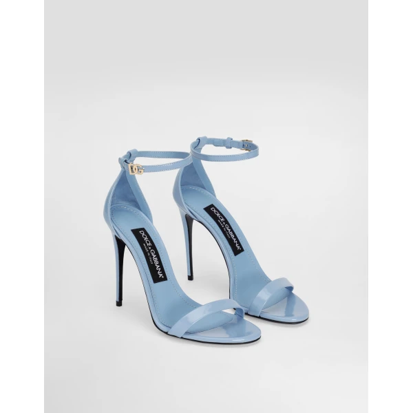 Light Blue Dolce & Gabbana Polished calfskin sandals, view 2 | Sandals