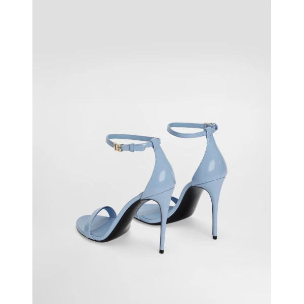 Light Blue Dolce & Gabbana Polished calfskin sandals, view 3 | Sandals