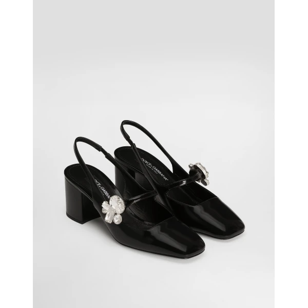 Black Dolce & Gabbana Polished calfskin slingback, view 2 | Heels