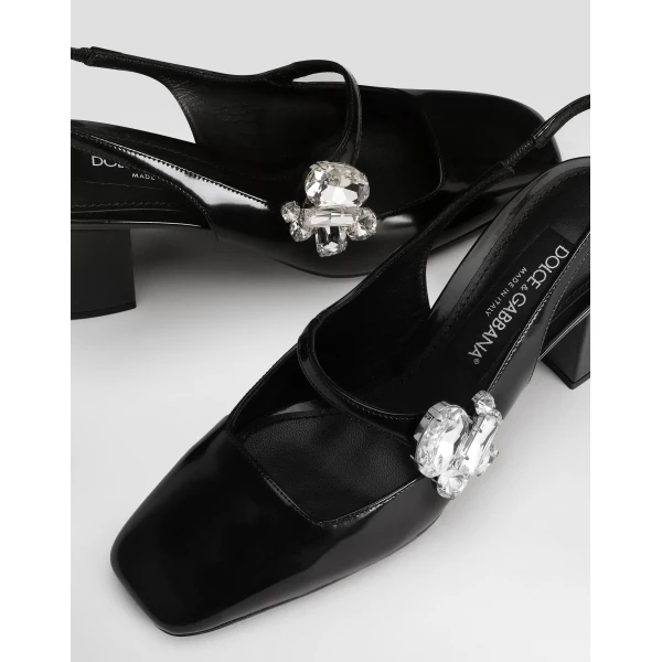 Black Dolce & Gabbana Polished calfskin slingback, view 4 | Heels