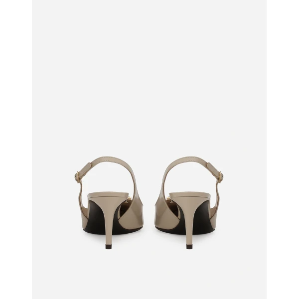 Beige Dolce & Gabbana Polished calfskin slingbacks, view 3 | Heels