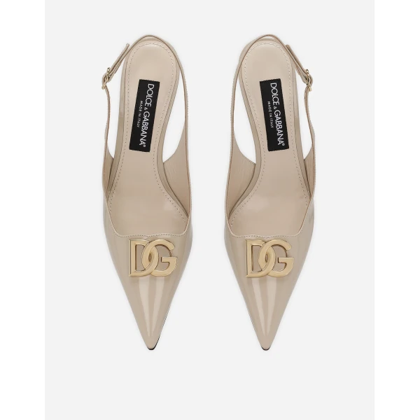 Beige Dolce & Gabbana Polished calfskin slingbacks, view 4 | Heels