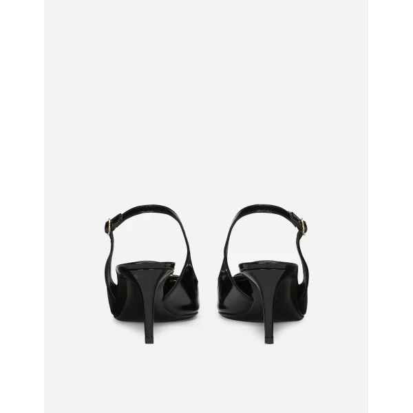 Black Dolce & Gabbana Polished calfskin slingbacks, view 3 | Heels