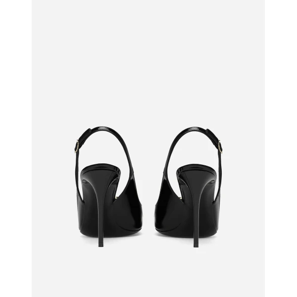 Black Dolce & Gabbana Polished calfskin slingbacks, view 3 | Heels