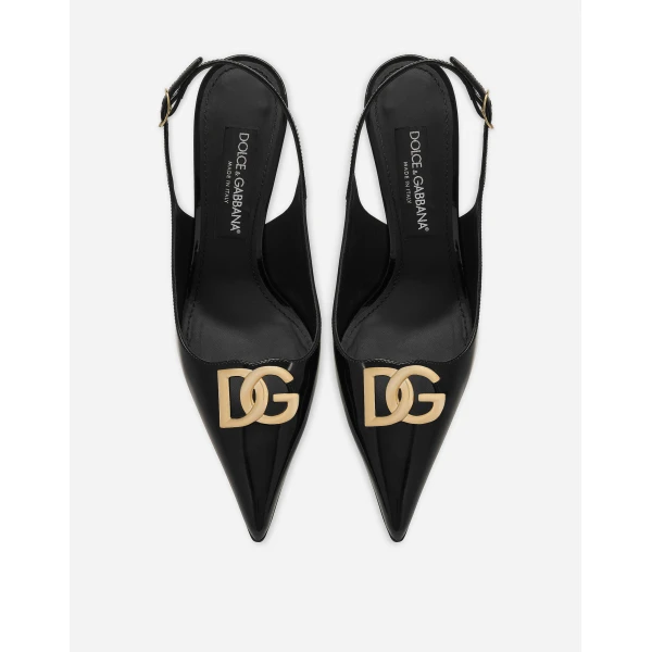 Black Dolce & Gabbana Polished calfskin slingbacks, view 4 | Heels
