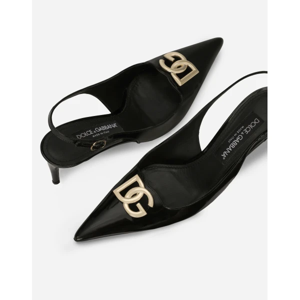 Black Dolce & Gabbana Polished calfskin slingbacks, view 5 | Heels