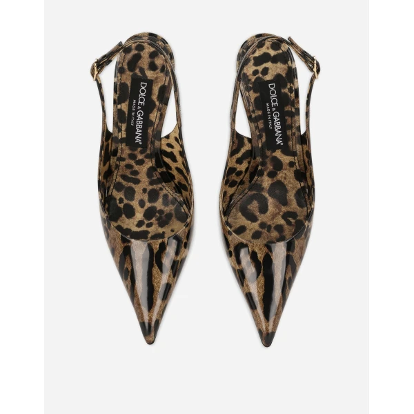Animal Print Dolce & Gabbana Polished calfskin slingbacks with leopard print, view 4 | Heels