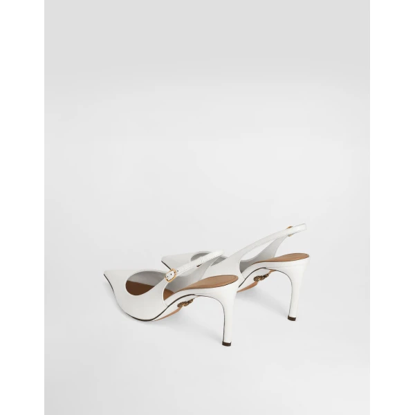 White Dolce & Gabbana Polished goatskin slingbacks, view 3 | Heels