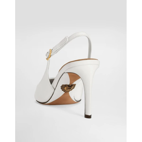 White Dolce & Gabbana Polished goatskin slingbacks, view 4 | Heels