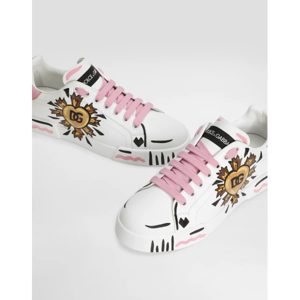 Multicolour Dolce & Gabbana Portofino light strobel nappa calfskin sneakers, view 4 | Sneakers