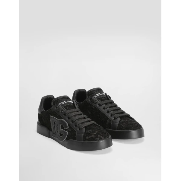 Multicolour Dolce & Gabbana Portofino light strobel sneakers in taormina lace, view 2 | Sneakers