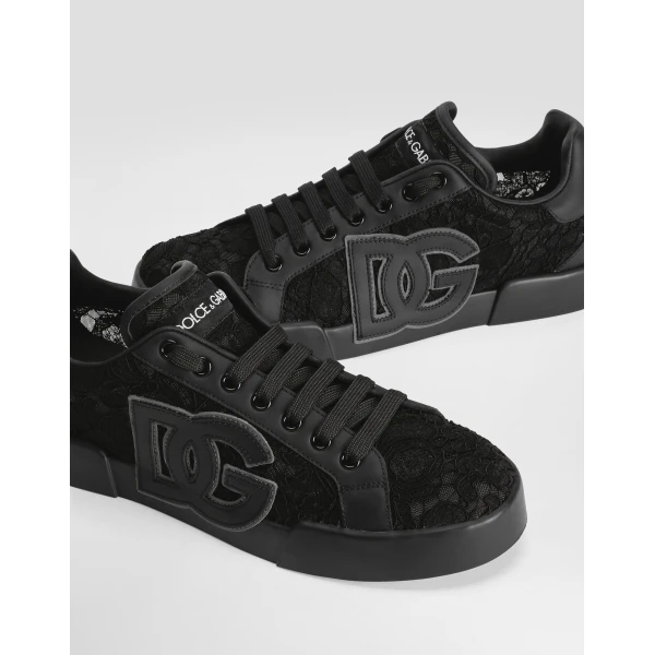 Multicolour Dolce & Gabbana Portofino light strobel sneakers in taormina lace, view 4 | Sneakers