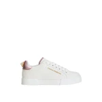 White and Pink Dolce & Gabbana Portofino sneakers in nappa calfskin with lettering | Sneakers