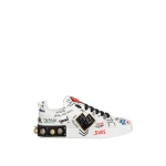 Multicolour Dolce & Gabbana Printed calfskin Portofino sneakers with patch | Sneakers