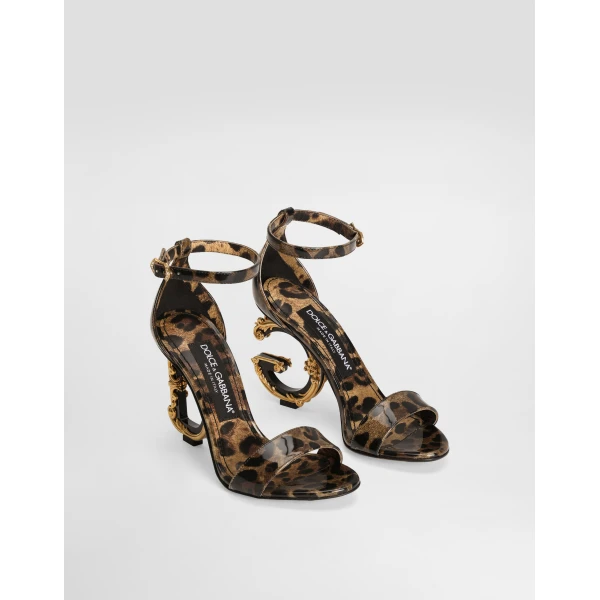Animal Print Dolce & Gabbana Printed polished calfskin Baroque DG sandals, view 2 | Sandals