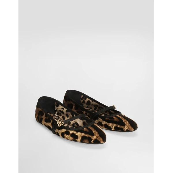 Print Dolce & Gabbana Printed velvet ballet flats, view 2 | Flats