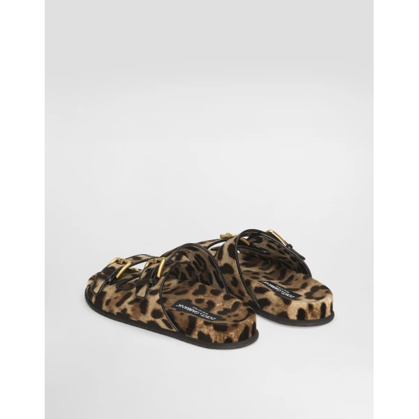 Print Dolce & Gabbana Printed velvet sliders, view 3 | Flip Flops & Slides