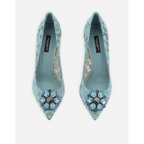 Azure Dolce & Gabbana Pump in Taormina lace with crystals, view 4 | Heels