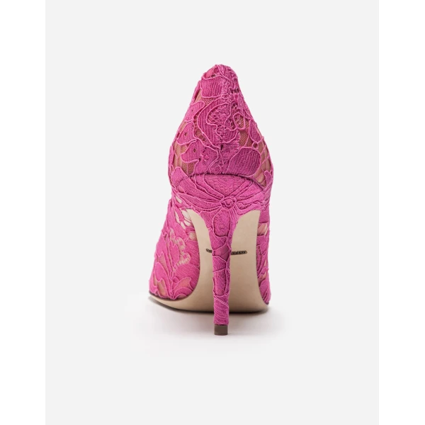 Fuchsia Dolce & Gabbana Pump in Taormina lace with crystals, view 4 | Heels