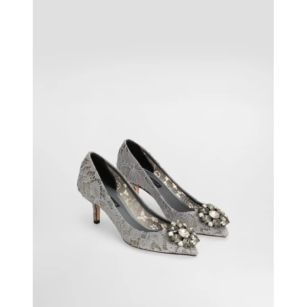 Grey Dolce & Gabbana Pump in Taormina lace with crystals, view 2 | Heels