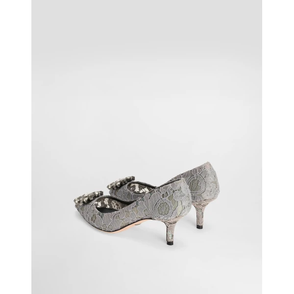 Grey Dolce & Gabbana Pump in Taormina lace with crystals, view 3 | Heels