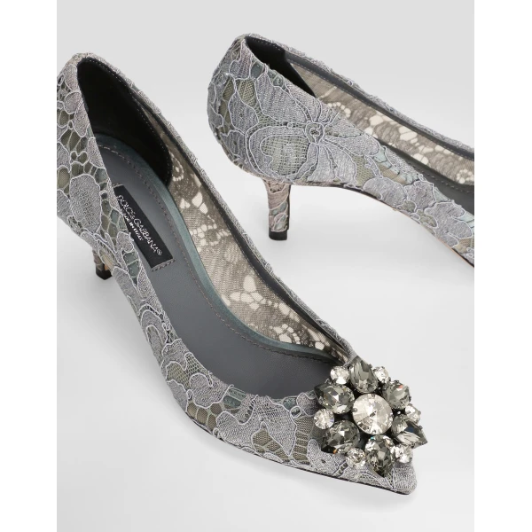 Grey Dolce & Gabbana Pump in Taormina lace with crystals, view 4 | Heels