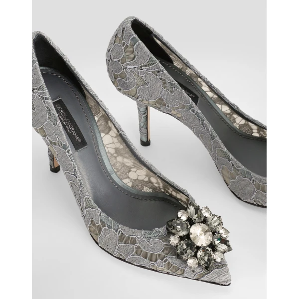 Grey Dolce & Gabbana Pump in Taormina lace with crystals, view 4 | Heels