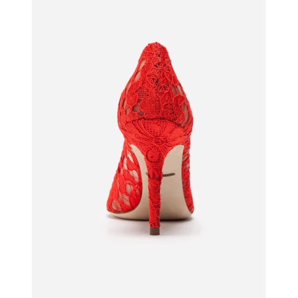 Red Dolce & Gabbana Pump in Taormina lace with crystals, view 4 | Heels
