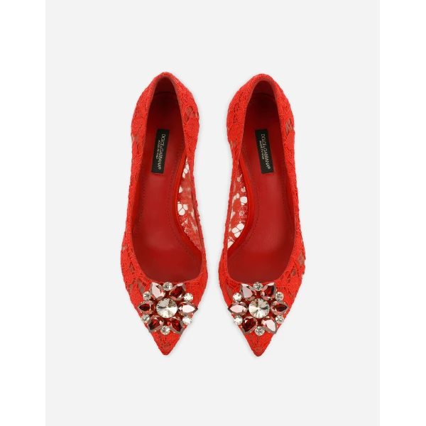 Red Dolce & Gabbana Pump in Taormina lace with crystals, view 5 | Heels