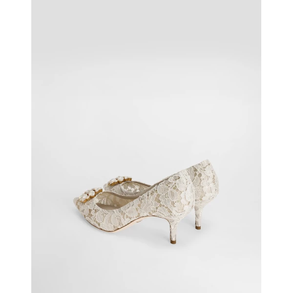 White Dolce & Gabbana Pump in Taormina lace with crystals, view 3 | Heels