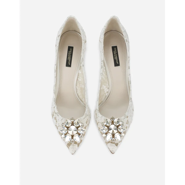 White Dolce & Gabbana Pump in Taormina lace with crystals, view 4 | Heels